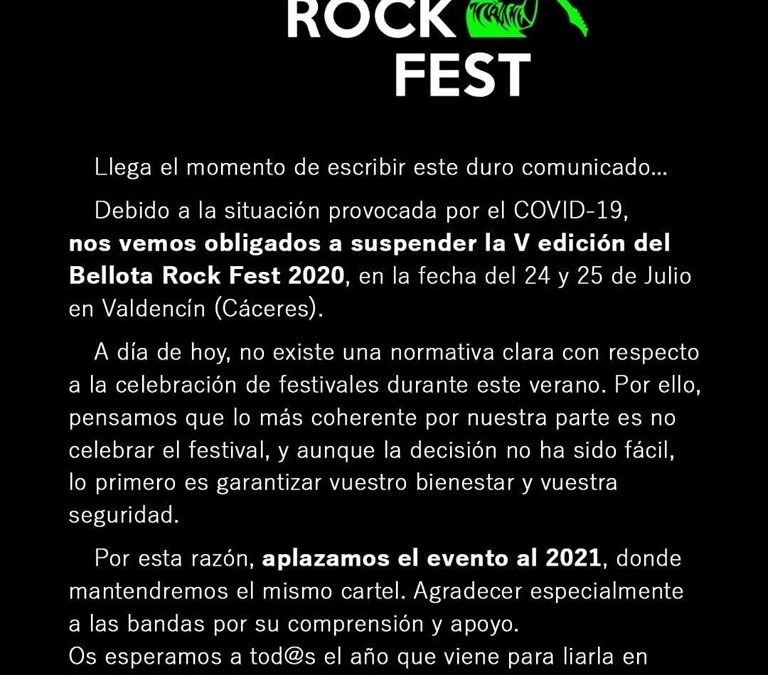Suspendida la V edición del Bellota Rock Fest