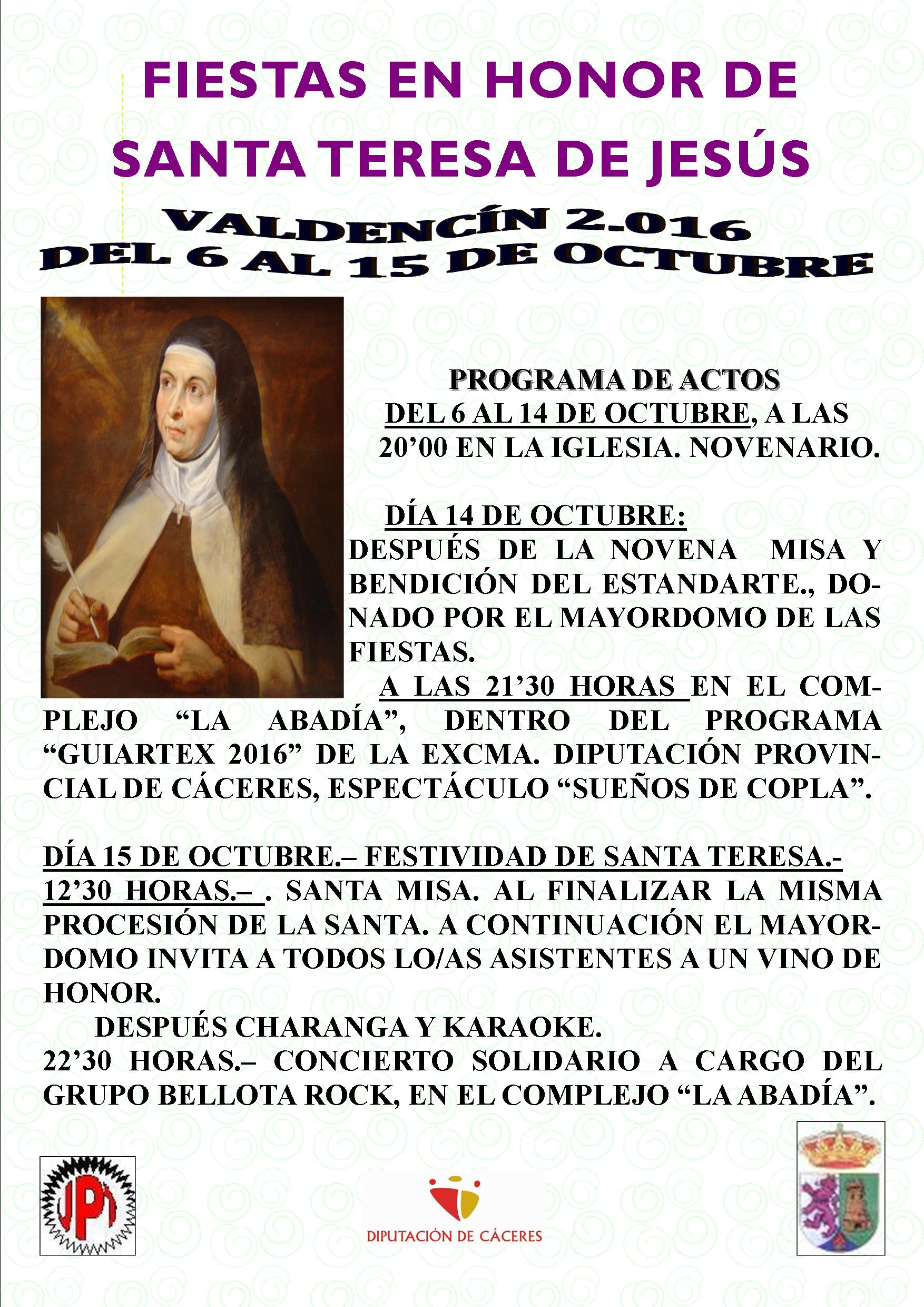 Fiestas en Honor de Santa Teresa de Jesús, en Valdencín