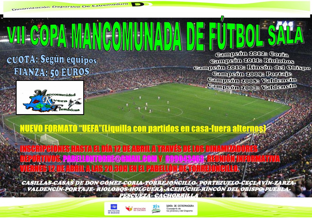 Cartel Oficial de la VII Copa Mancomunada de Fútbol Sala - DINAMIZACIÓN DEPORTIVA