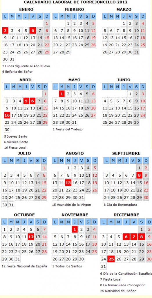 Torrejoncillo: pirámide de población, censo, calendario laboral 2012 y datos de paro