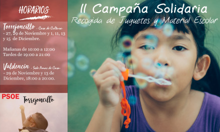II Campaña Solidaria de recogida de juguetes y material escolar de PSOE de Torrejoncillo