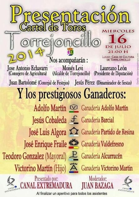 Canal Extremadura y Juan Bazaga presentaran los toros a lidiar en los festejos taurinos 2014