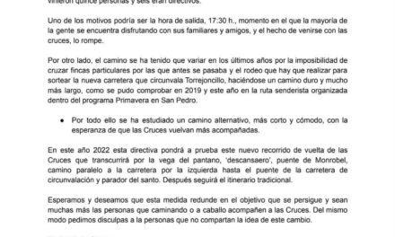 Comunicado Romeria de San Pedro 2022