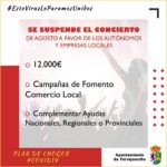 SE suspende el Concierto de Agosto a Favor de los Autónomos y Empresas Locales.