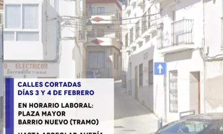 CORTES DE CALLES DÍAS 3 Y 4 DE FEBRERO