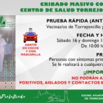 CRIBADO MASIVO COVID-19 EN EL CENTRO DE SALUD DE TORREJONCILLO