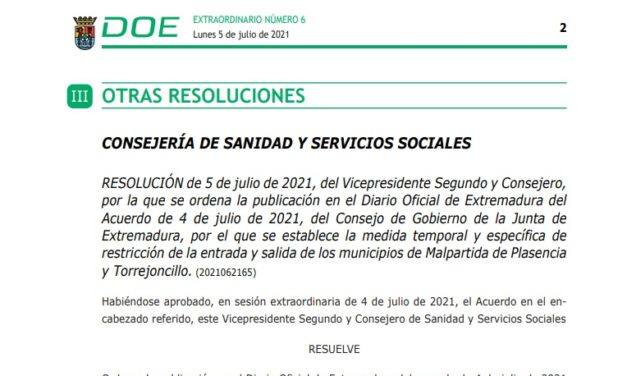 Publicado DOE del Cierre Perimetral de Torrejoncillo y Valdencin