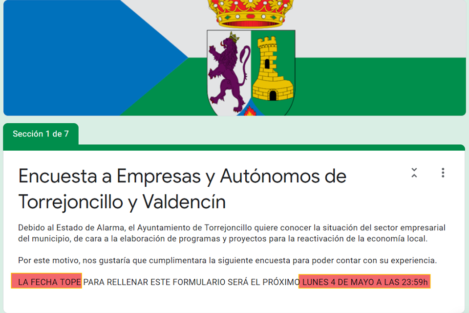 Encuesta a Empresas y Autónomos de Torrejoncillo y Valdencín