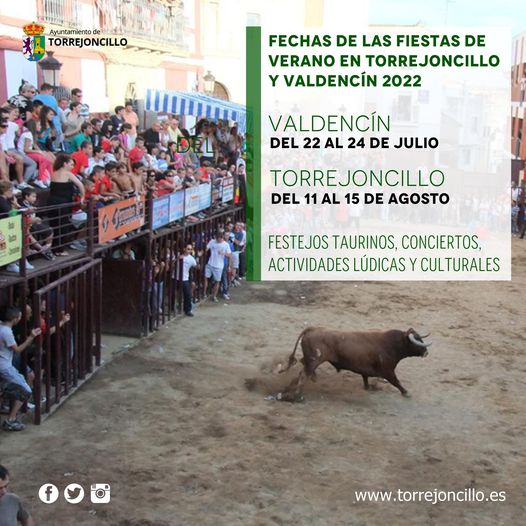 FECHAS DE LAS FIESTAS DE VERANO EN TORREJONCILLO Y VALDENCÍN