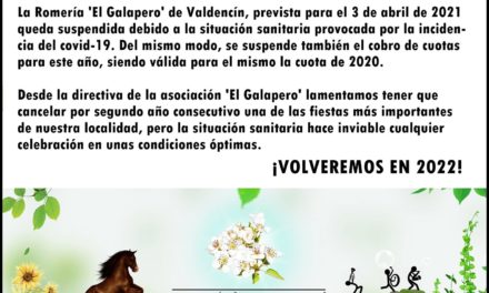 SE SUSPENDE LA ROMERÍA DE 2021 EN VALDENCIN