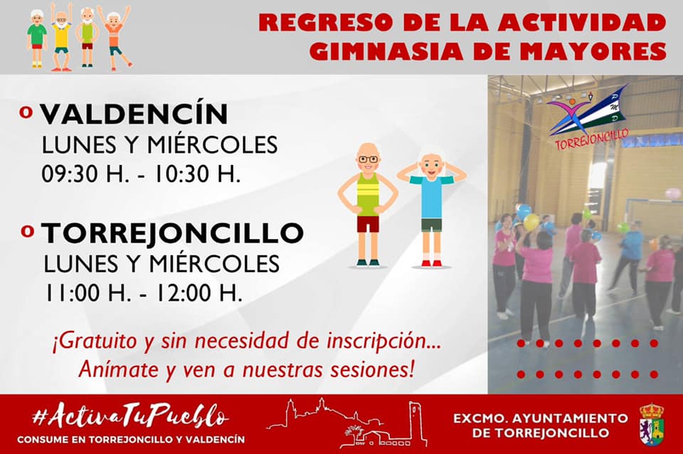 REGRESO DE LA GIMNASIA PARA MAYORES A TORREJONCILLO Y VALDENCÍN