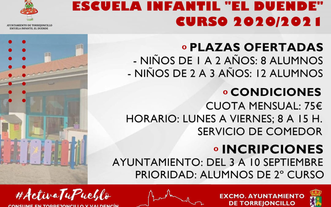NUEVO CURSO ESCUELA INFANTIL «EL DUENDE» 2020/2021