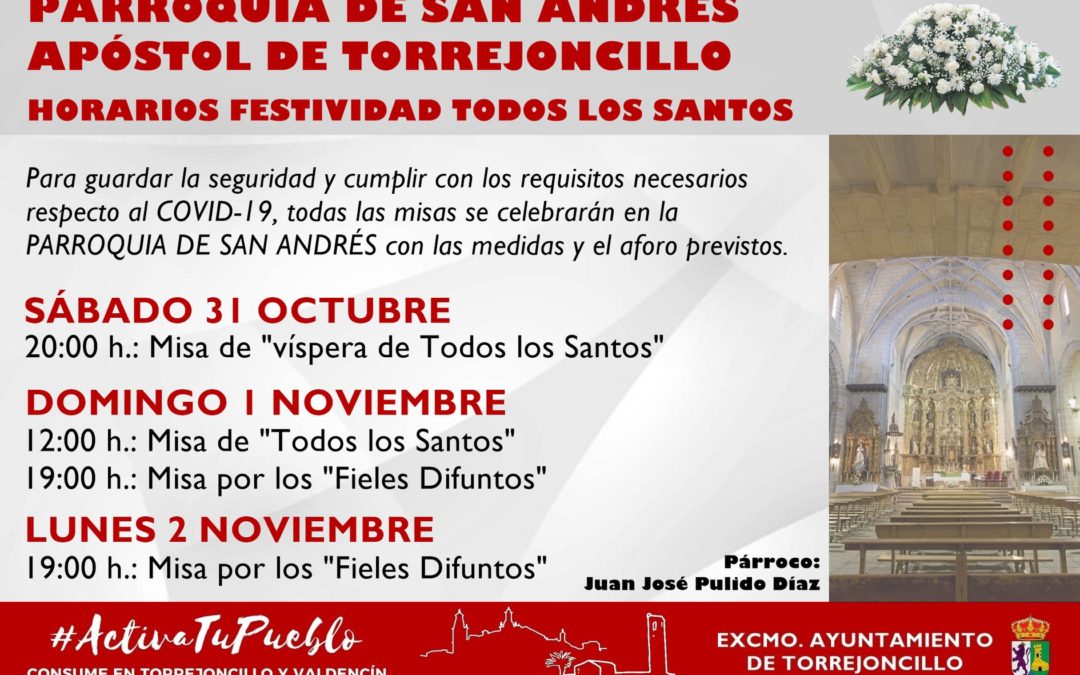 HORARIOS DE MISAS DE «TODOS LOS SANTOS» EN LA PARROQUIA DE SAN ANDRÉS APÓSTOL
