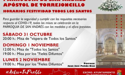 HORARIOS DE MISAS DE «TODOS LOS SANTOS» EN LA PARROQUIA DE SAN ANDRÉS APÓSTOL