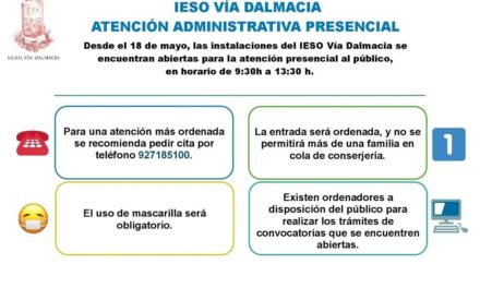 IESO Vía Dalmacia – Torrejoncillo ATENCIÓN ADMINISTRATIVA PRESENCIAL