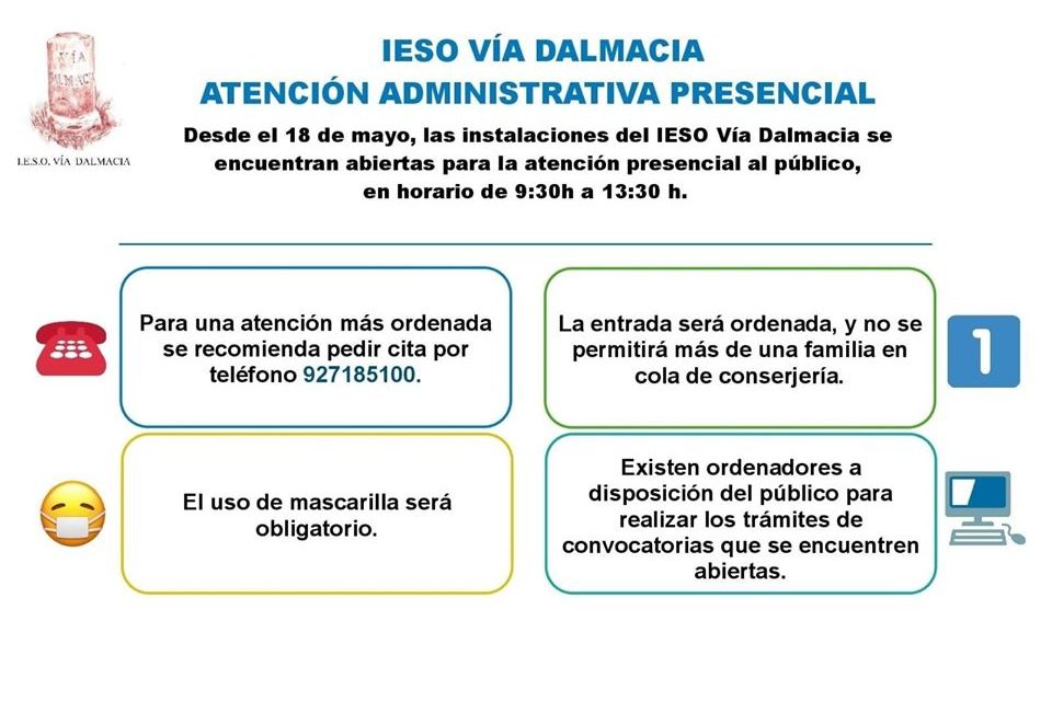 IESO Vía Dalmacia – Torrejoncillo ATENCIÓN ADMINISTRATIVA PRESENCIAL