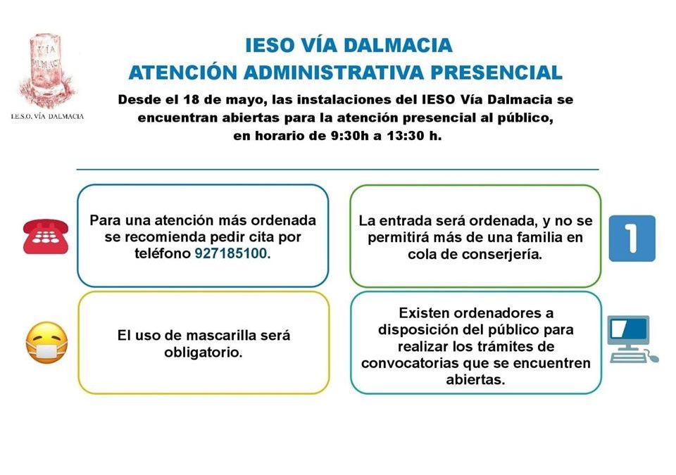 IESO Vía Dalmacia – Torrejoncillo ATENCIÓN ADMINISTRATIVA PRESENCIAL