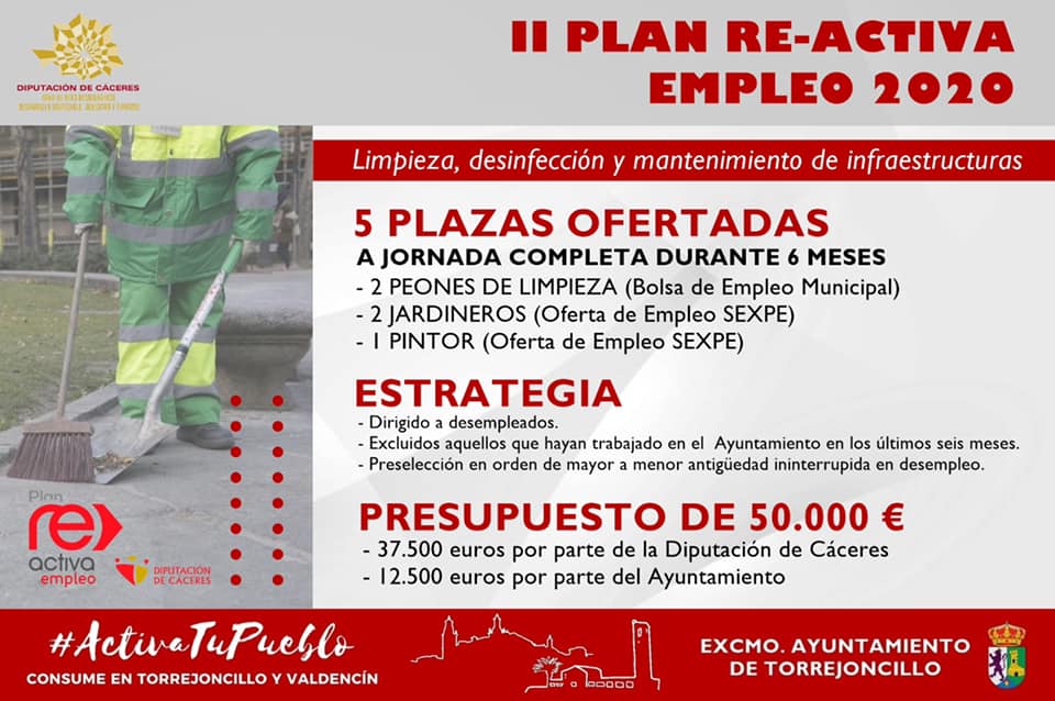 OFERTA DE 5 PLAZAS DE EMPLEO | II PLAN REACTIVA 2021