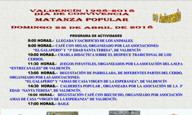 Aplazados los actos programados por el 50º aniversario de la fundación de Valdencín