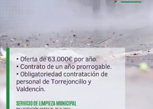 Licitación del Servicio de Limpieza Viaria de Torrejoncillo y Valdencín