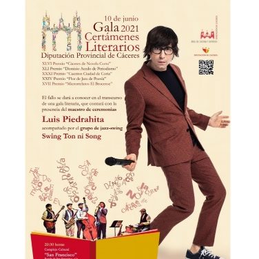 La Gala de los certámenes literarios y periodístico de la Diputación de Cáceres vuelve a celebrarse presencialmente con Luis Piedrahita como maestro de ceremonia