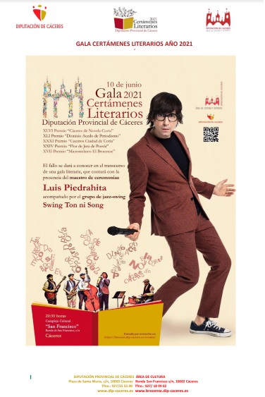 La Gala de los certámenes literarios y periodístico de la Diputación de Cáceres vuelve a celebrarse presencialmente con Luis Piedrahita como maestro de ceremonia