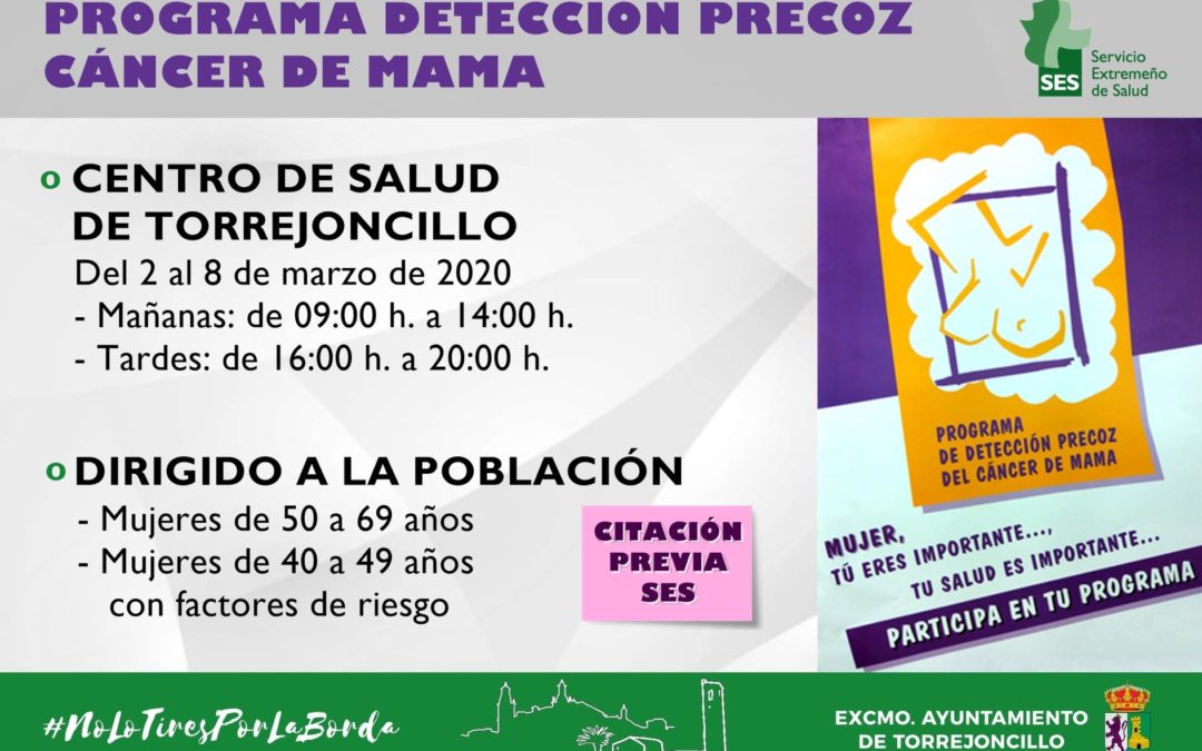 PROGRAMA DE DETECCIÓN PRECOZ DE CÁNCER DE MAMA EN TORREJONCILLO