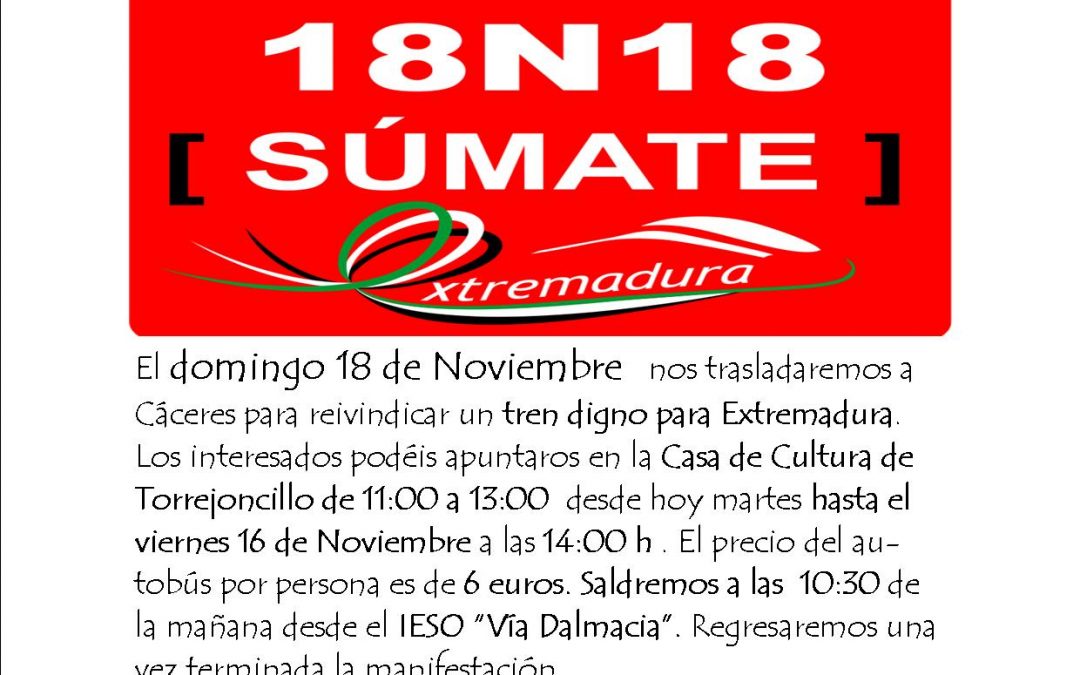 Manifestación Tren Digno Cáceres 18N