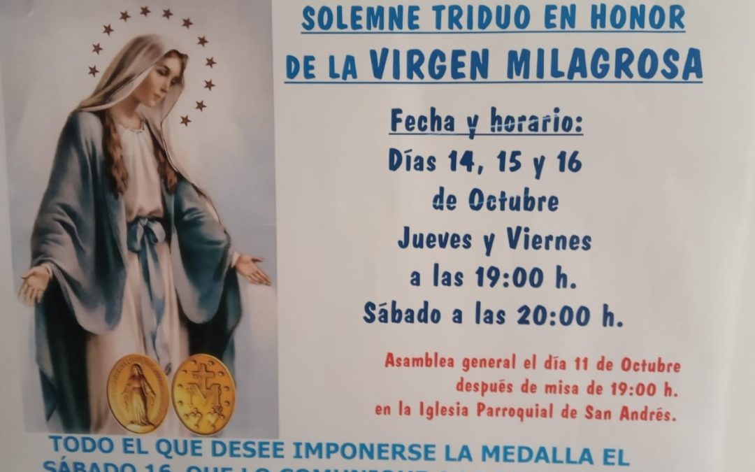 Solemne Triduo en honor de la Virgen Milagrosa