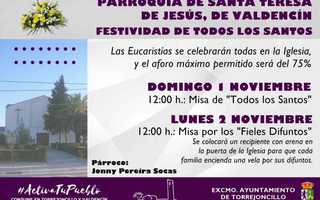 HORARIOS DE MISAS EN VALDENCÍN POR «TODOS LOS SANTOS» Y «FIELES DIFUNTOS»