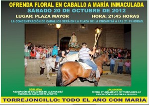 Ofrenda floral en caballo a María Inmaculada el 20 de octubre de 2012