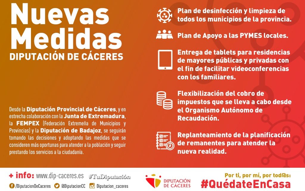 Diputación de Cáceres pone en marcha nuevas medidas de apoyo a diferentes sectores de la sociedad