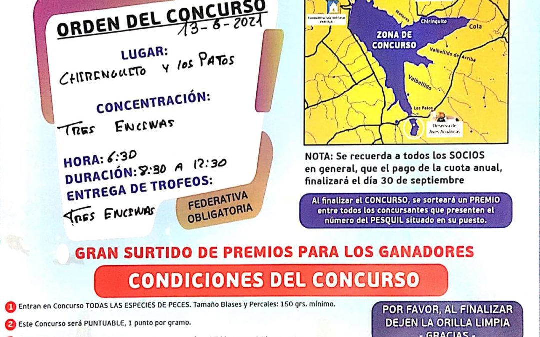 Próximo Concurso de Pesca de la Sociedad de Pescadores Los Encinares