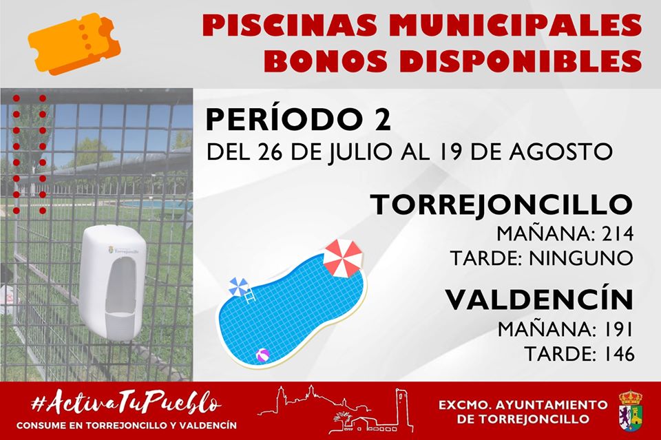 NÚMERO DE BONOS DISPONIBLES EN LAS PISCINAS MUNICIPALES