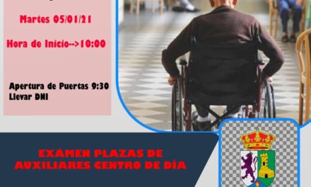 EXAMEN PARA LAS DOS PLAZAS DE AUXILIAR DEL CENTRO DE DÍA