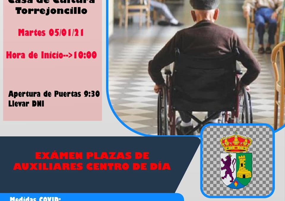 EXAMEN PARA LAS DOS PLAZAS DE AUXILIAR DEL CENTRO DE DÍA