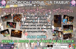Rastrillo Nocturno Pringón organizado por Asociación Juvenil “La Tajuela”, este viernes en la Plaza Mayor