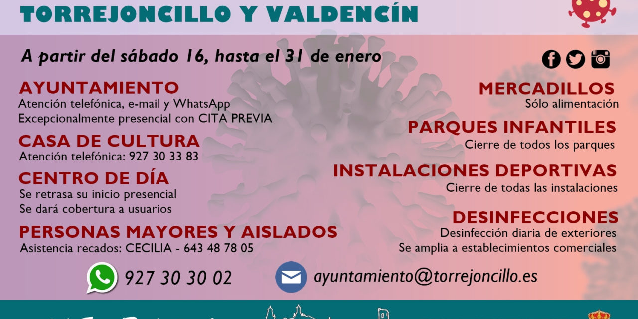 NUEVAS MEDIDAS COVID-19 EN TORREJONCILLO Y VALDENCÍN