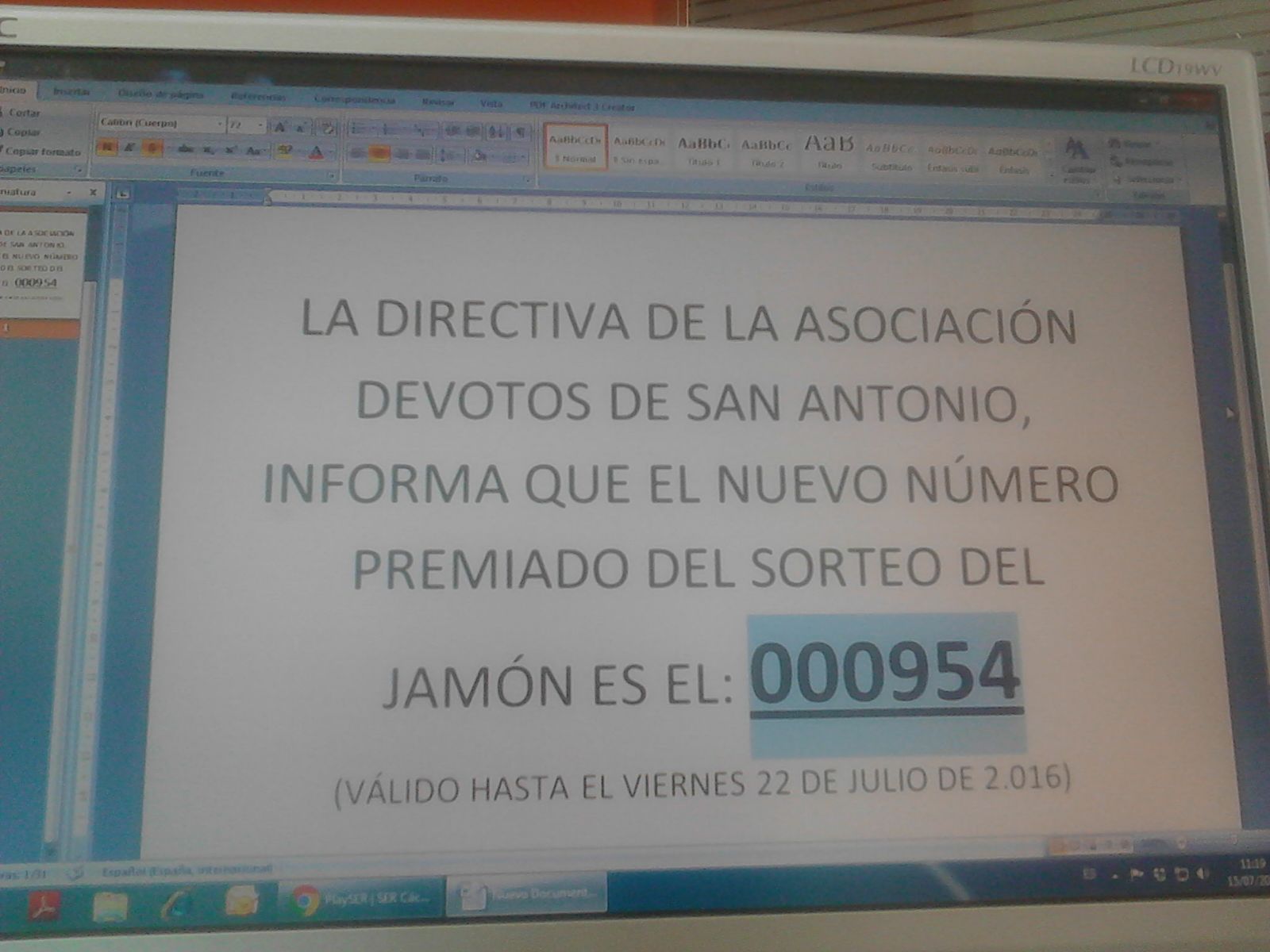 Nuevo sorteo de la Asociación Devotos de San Antonio