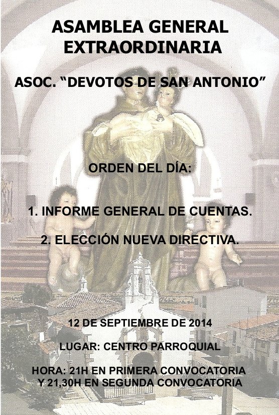 Asamblea General Extraordinaria de San Antonio este viernes