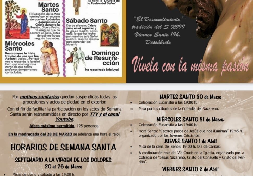 Cultos litúrgicos Semana Santa 2021