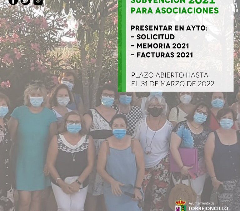 SUBVENCIÓN ASOCIACIONES TORREJONCILLO Y VALDENCÍN 2021