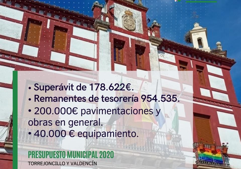 Torrejoncillo cierra su presupuesto 2020 con un superávit cercano a 180.000 euros