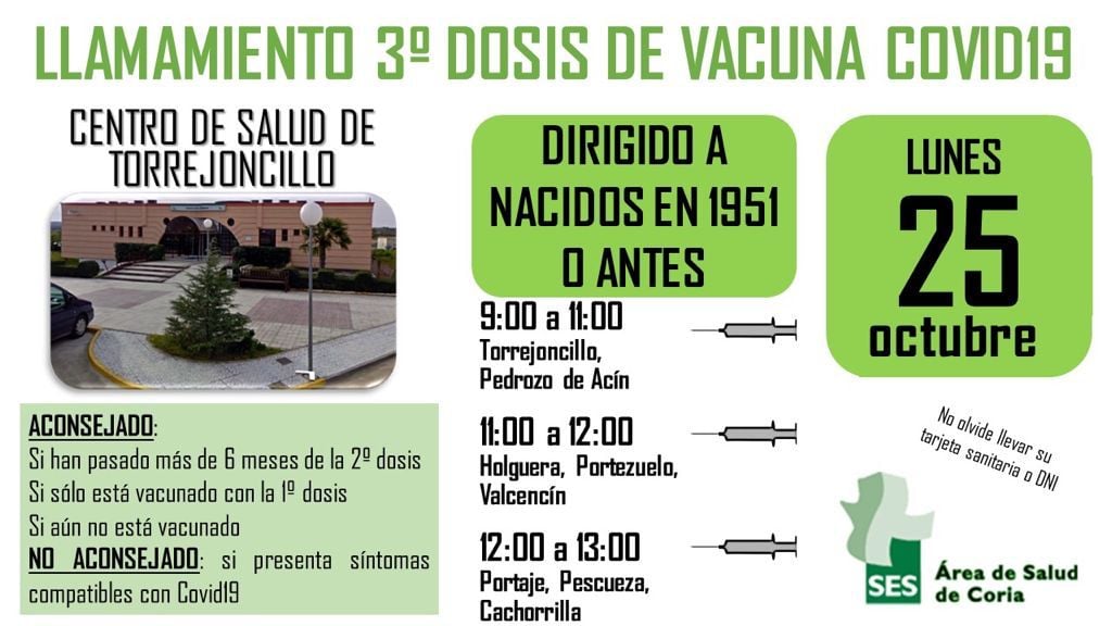 LLAMAMIENTO 3ª DOSIS VACUNA COVID-19