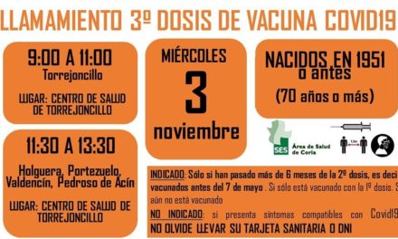 LLAMAMIENTO 3ª DOSIS VACUNA COVID-19