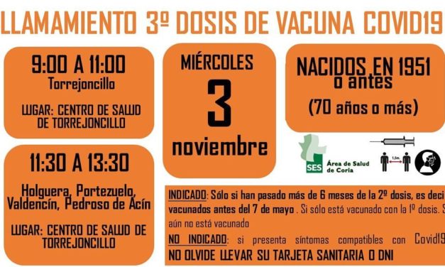 LLAMAMIENTO 3ª DOSIS VACUNA COVID-19