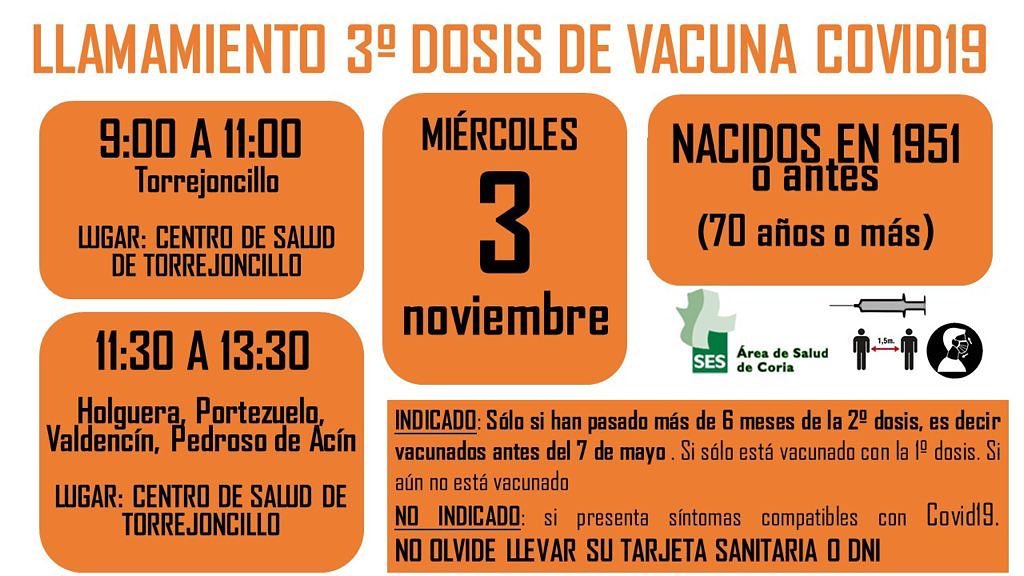 LLAMAMIENTO 3ª DOSIS VACUNA COVID-19