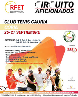 Torrejoncillanos en el pódium del  IV Torneo de Tenis Aficionado en Coria