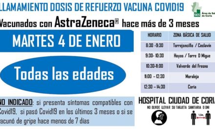 LLAMAMIENTO TERCERA DOSIS VACUNA COVID 19 ASTRAZENECA