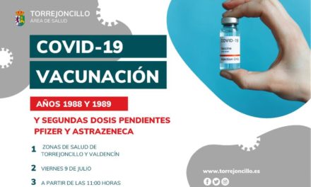 LLAMAMIENTO VACUNACIÓN MASIVA CENTRO DE SALUD DE TORREJONCILLO